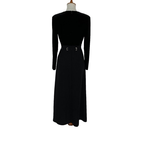 David Warren Formal Vintage Dress 6 Black Maxi Long Sleeve Retro Elegant - Picture 6 of 9